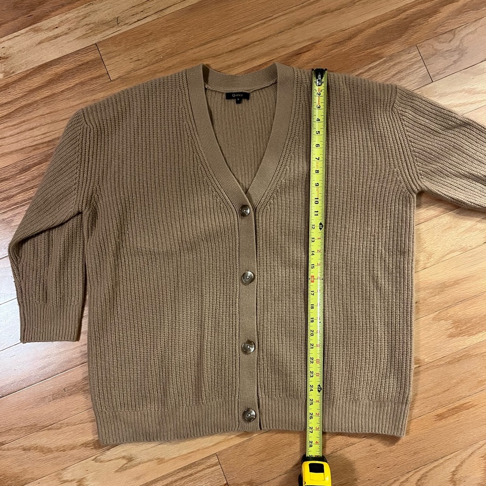 Quince Mongolian Cashmere Oversized Boyfriend Cardigan Sweater in Camel, Small - Picture 5 of 6